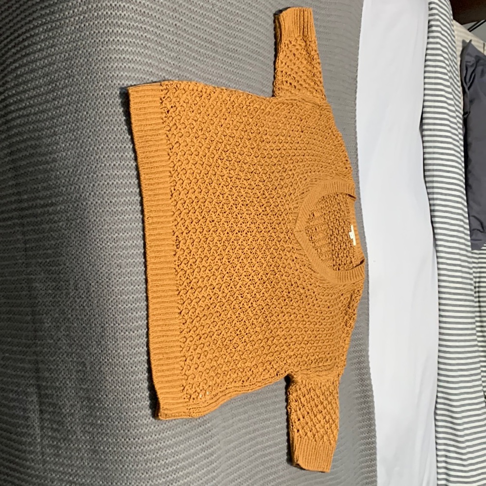Rust colored short sleeve knit sweater